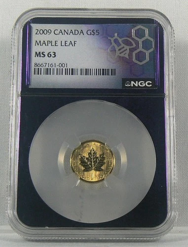 2009 $5 Canada 1/10 oz Canadian Gold Maple Leaf Coin - NGC MS63