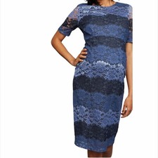 A Pea in the Pod Blue Colorblock Lace Maternity Short Sleeve Dress Size Medium