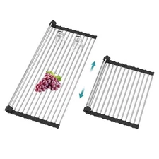  Extra Expandable Roll Up Dish Drying Rack,Over Black（expandable Wides Size）