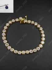 Womens High Alert Genuine Moissanite 5mm Bezel Set 7" Tennis Bracelet 925 Silver