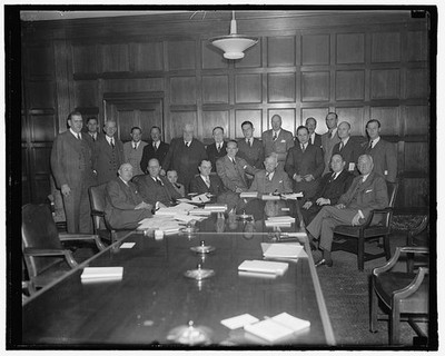 Photo:1938 1939 Board of Directors Meeting Men in Wood Paneled Room