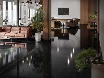Klick Vinylboden The Floor SPC Stone Schwarz U190 Fliese Bodenbelag mit Dämmung
