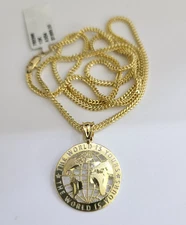 Real 10k Yellow Gold Franco Chain World is Yours Pendant Charm 2mm Necklace