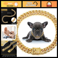 Cuban Link Dog Collar Chain 12mm, 24" Gold AB Color - Stylish Pet Accessory