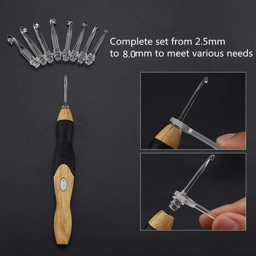 11 Sizes Lighted Crochet Hooks Set - Light Up Crochet Hooks with Case,Recharg... - Picture 4 of 7