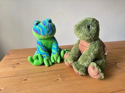 Vintage 2001 The Bear Factory Schildkröte & Frosch Tier Teddybär weiches Plüschtier
