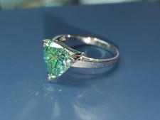 2CT Light Blue Trillion Cut Moissanite Diamond Solitaire 925 Silver Ring