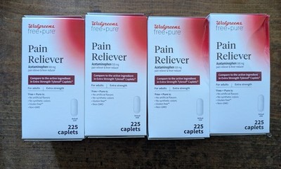 Walgreens Free & Pure Acetaminophen 500 mg Tablets, 225 per box, 4 boxes