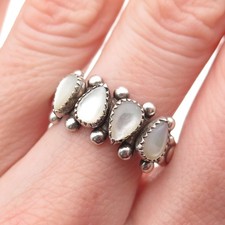 Wheeler Mfg Old Pawn Sterling Silver Vintage MOP Teardrop Tribal Ring Size 9.5