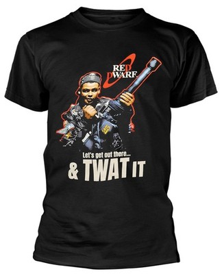 Red Dwarf Twat It schwarzes T-Shirt NEU OFFIZIELL
