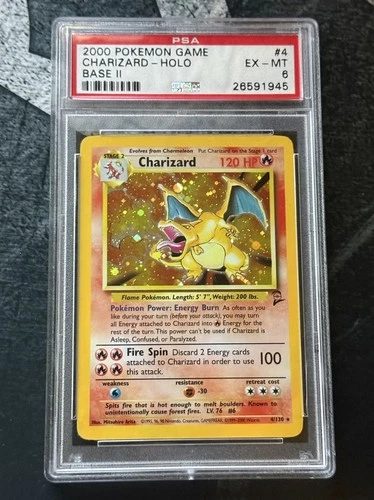 2000 POKEMON BASE SET 2 #4 CHARIZARD-HOLO PSA 6