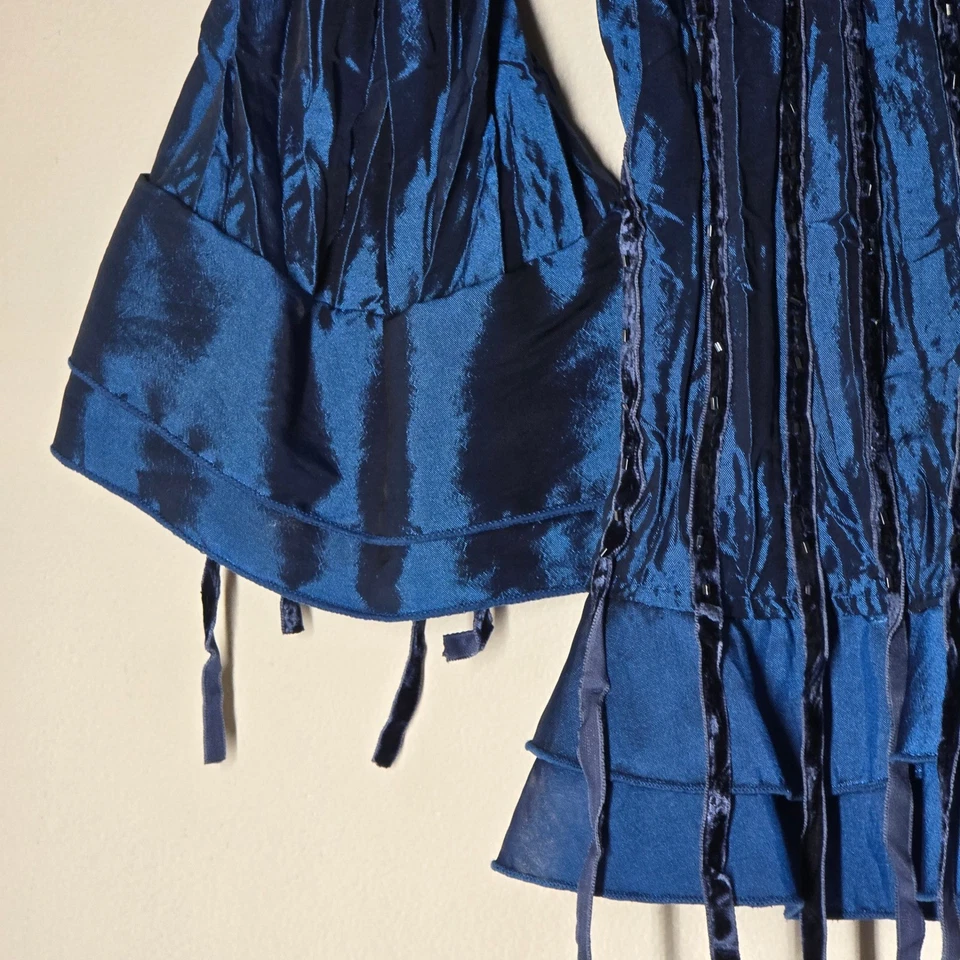 Top vintage con volantes arrugados Agora Y2K Whimsigoth para mujer grande romántico azul Foto 2 de 4