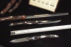 Vintage Lot of 5 CUTCO KNIVES in Wall / Drawer Holder ~ 3 w Brown Swirl Handles — photo 6
