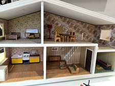 Lundby 1970s Vintage Dolls House with Carolines Home Furniture