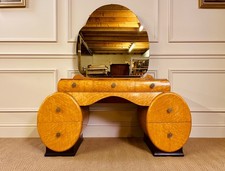ART DECO BIRDS EYE MAPLE DRESSING TABLE WITH MIRROR VINTAGE RETRO