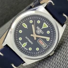 ELEGANT VINTAGE SEIKO 5 AUTOMATIC JAPAN MENS REFURBISHED BLUE WATCH  a1269-U