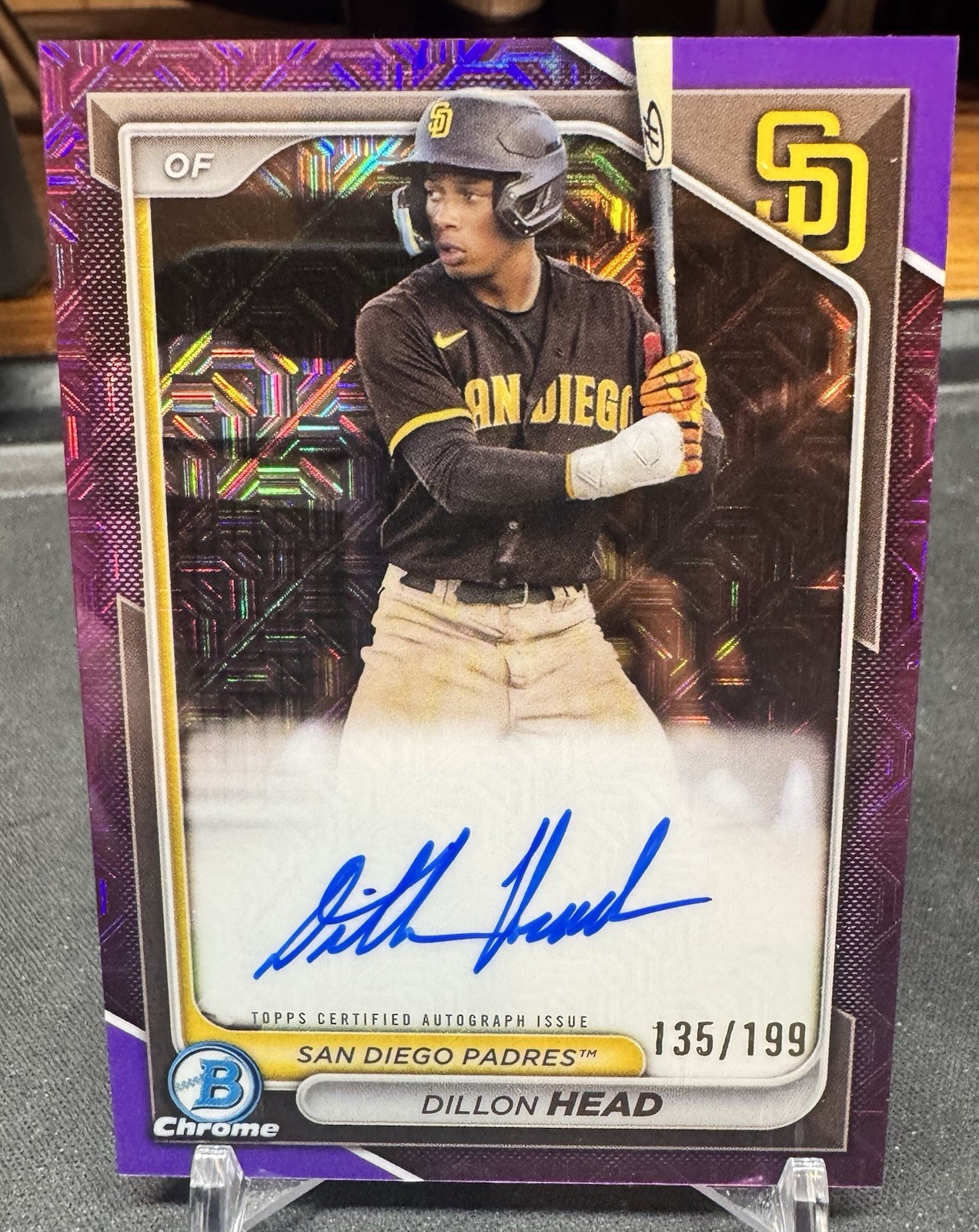 Dillon Head 2024 Bowman Chrome Prospect Purple Mojo Refractor Auto /199 #BMA-DH