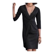 Sundance Womens Modal Twist Front Faux Wrap Little Black Dress Large