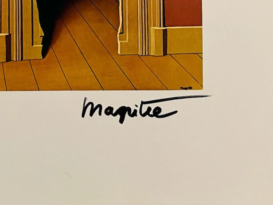 Impresión original firmada a mano por René Magritte con certificado de autenticidad y +$3.500 USD de valoración Foto 4 de 4