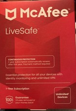 McAfee LiveSafe 2026 Unlimited Devices for Prepaid 1-Year Subscription