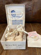 Vintage Mrs. Day s Ideal Baby Shoes w/ Original Box Guide Inserts White Leather