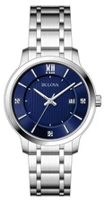 Bulova Men's Diamond Accents Date Indicator Silver Quartz Watch 40MM 96D152