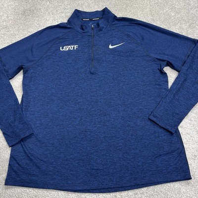 Nike 1/4 Zip Shirt Men 2XL Element Running Dri-Fit Blue Stretch USATF AH8973-478