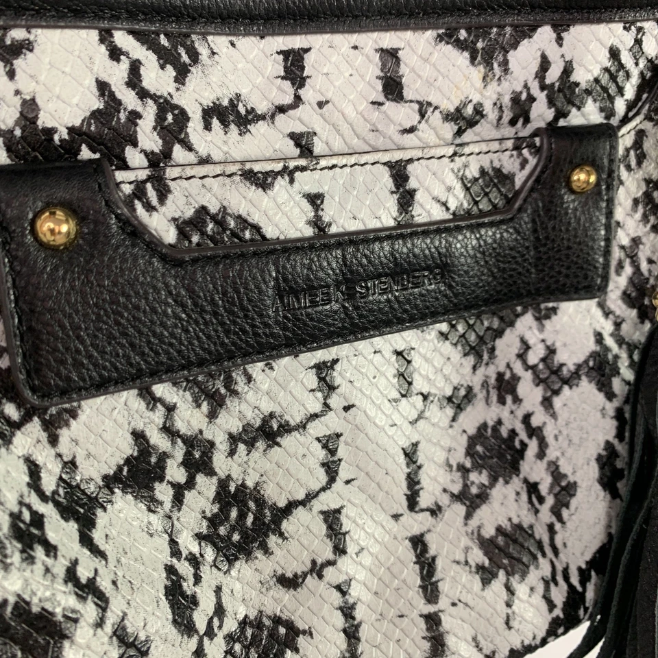 Aimee Kestenberg Negro Blanco Piel de Serpiente Cuero Hobo Bolso de Hombro Cartera Foto 3 de 4