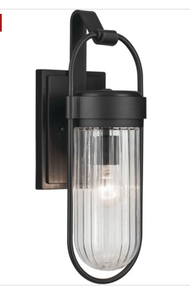 KICHLER 59124 BKT,Brix 户外壁挂黑色灯 19 英寸玻璃球,全新 — 第 2/4 张图片