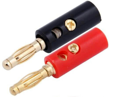 2 Stück Bananenstecker 4mm Schraubbar Stecker 4 mm vergoldet Bananen Hifi Jack