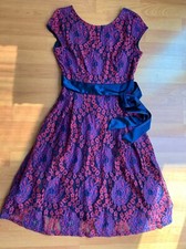MIUSOL NWT women’s lace MIDI Dress Fuchsia Blue Size S