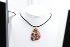 14k  Jasper Necklace Pendant Solid Yellow Gold & Leather Natural Stone Birds Eye — photo 5
