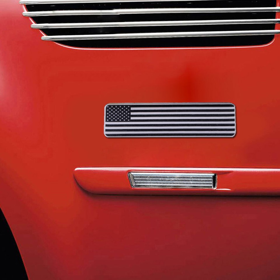 2x USA American Metal Flag Black Car Trunk Emblem Badge Decal Stickers
