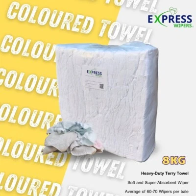 EXPRESS WIPERS 8kg Coloured Terry Towelling Cleaning Rags Wiping Wipers Cloths