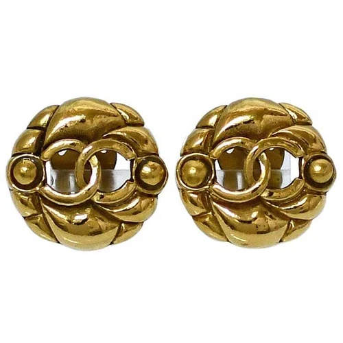 CHANEL Earrings Gold Coco Mark Vintage GP Used 2 3 CHANEL Jewelry Accessories
