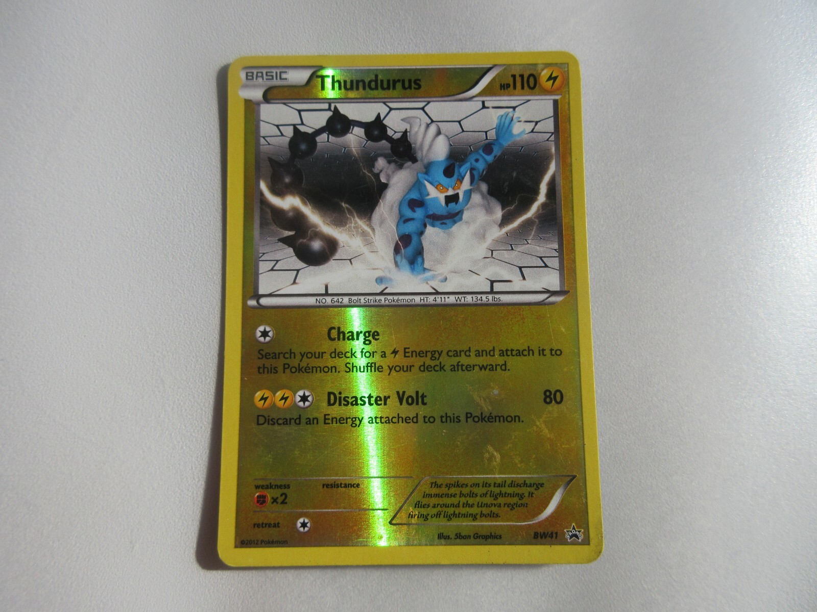 Thundurus Reverse Holo Promo BW41 Pokemon Card LP
