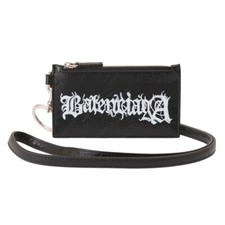 BALENCIAGA Card Holder with Neck Strap Black Brand New Import Tax Included