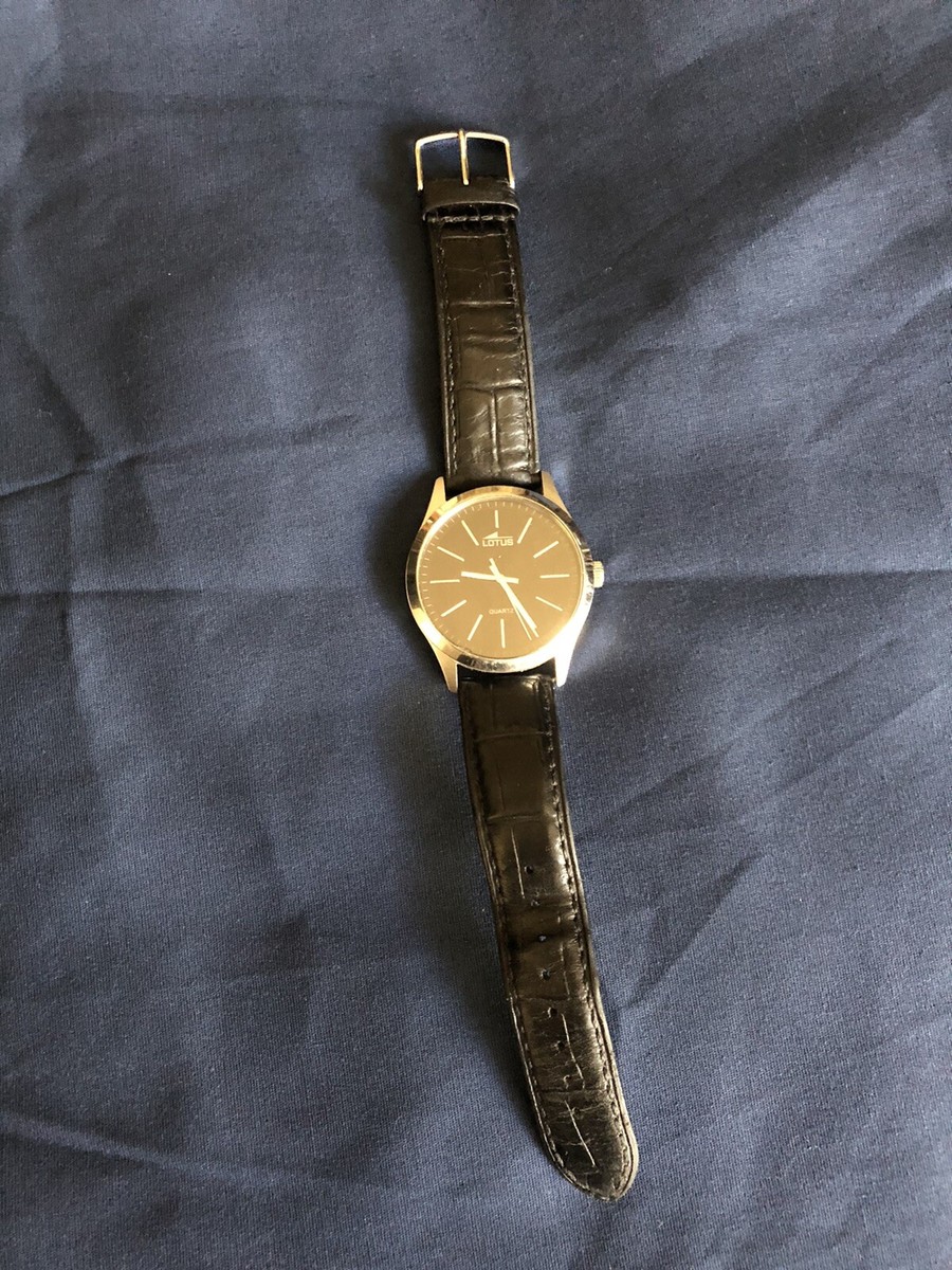 LOTUS 15961 Classic Minimalist Stainless Steel Watch with Leather