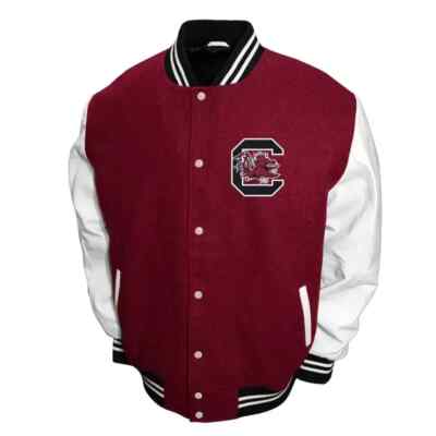 South Carolina Gamecocks Graduate Maroon and White Varsity Letterman  Jacket
