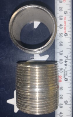 2 X Merit  1-1/2  Male NPT Stainless Steel Close Nipple    MNPT    TWO NIPPLES