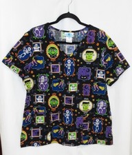 SB Halloween "Boo" Medical Scrub Top Women's Size Large - K58