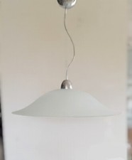 Lampadario sospensione paralume in vetro satinato 55 cm acciaio cucina 1 LUCE 