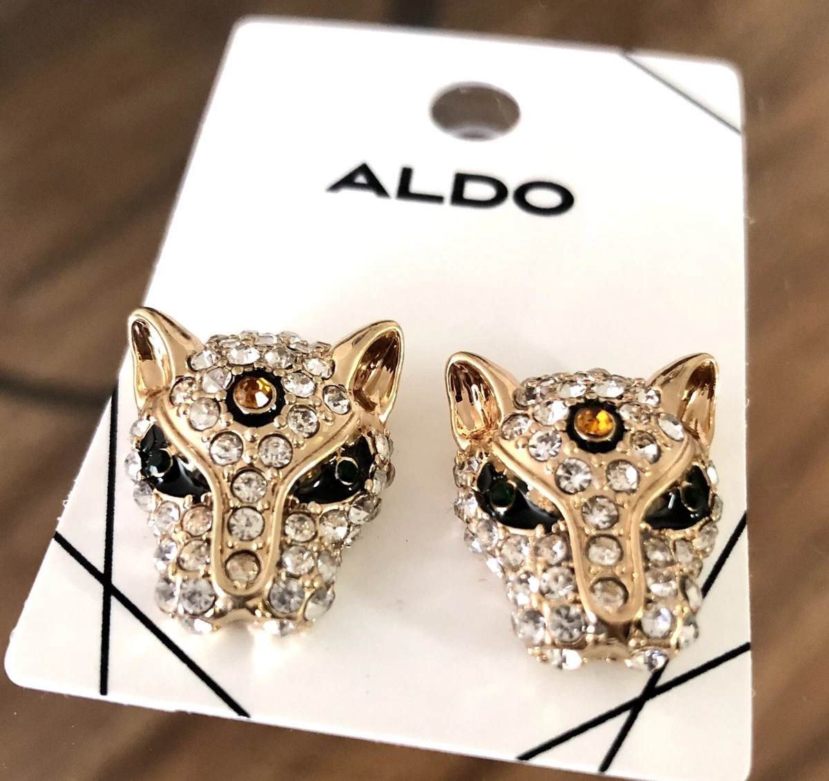 ALDO Crystal tiger Head Earrings
