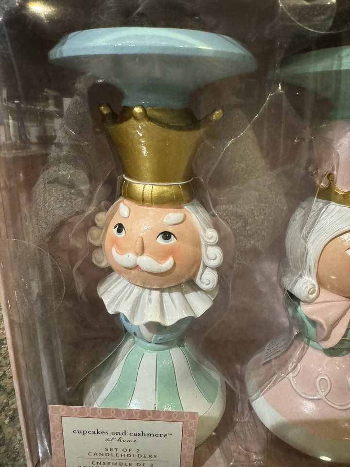Cupcakes And Cashmere King & Queen Candle Holders Holiday Nutcracker