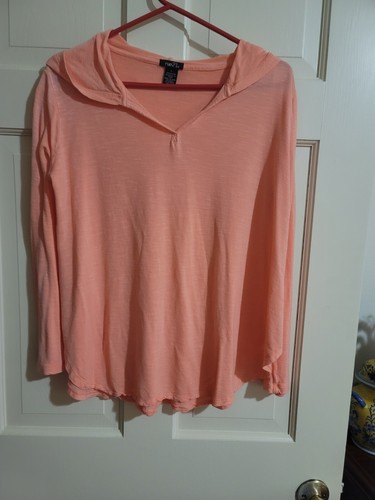 V Neck Pullover Hooded Sweater Large 