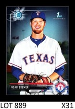 1-2017 BOWMAN CHROME DRAFT NOAH BREMER RANGERS CARD#127 QTY