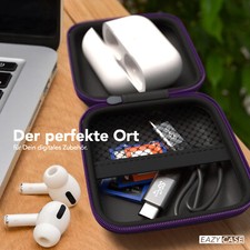 Kopfhörer Tasche Case Schutzhülle Aufbewahrungstasche Netzfach Eckig Lila – Bild 3