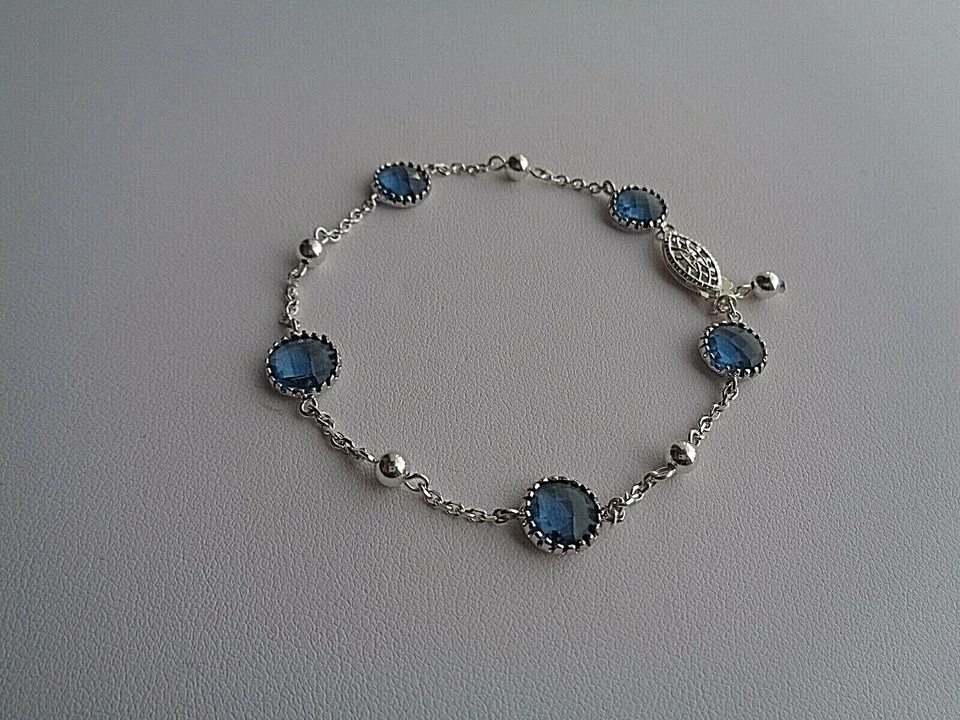 Silber Armband blau Glas - Bild 2 von 4