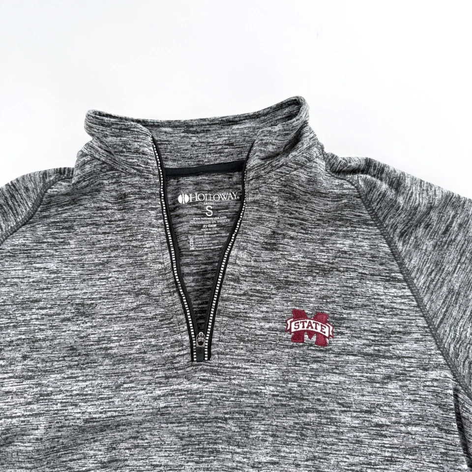 Camisa Pullover Mississippi State Bulldogs MSU Mujer Pequeña Gris 1/4 Cremallera Foto 4 de 4