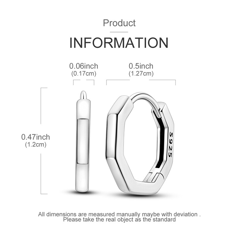 MULA New S925 Sterling Silver Hoop Earrings Polygon For Women Birthday Jewelry